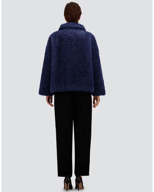 Herno Blue Curly-Effect Fur-Touch Short Jacket