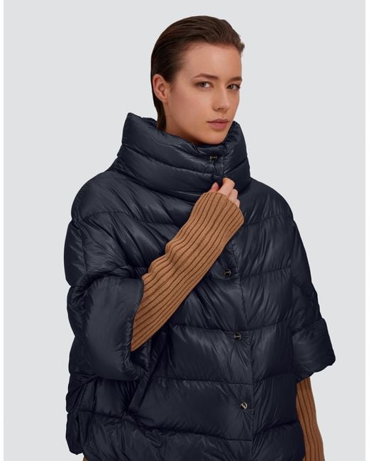 Herno Blue High-Neck Cape