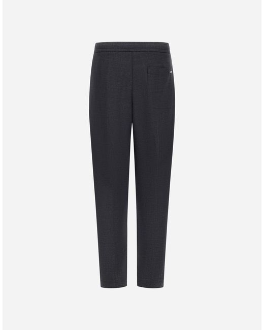 Herno Blue Trousers In Fluid Wool for men