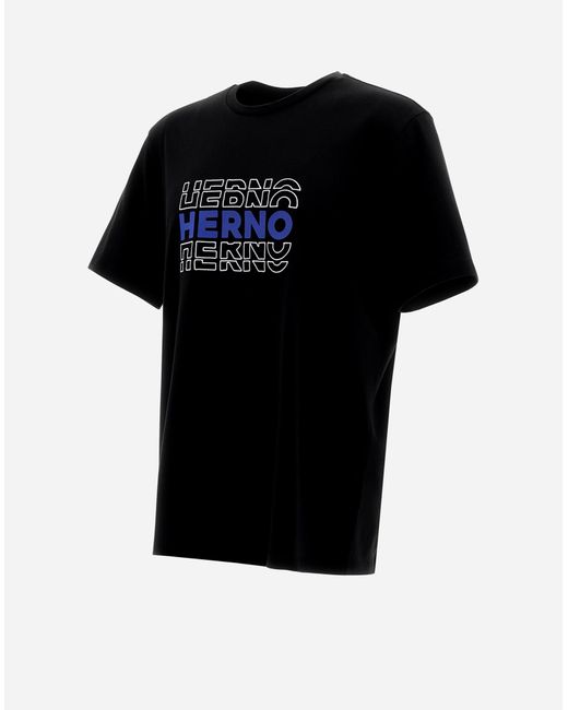 Herno Black T-shirt In Compact Jersey for men