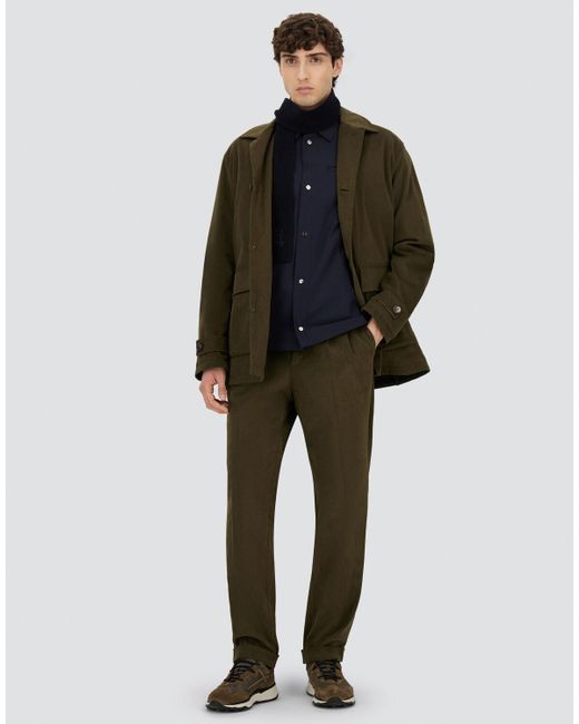 Herno Green Stretch Cotton Velvet And Monogram Shacket for men