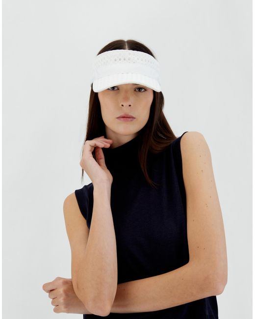 Herno White Coated Lace And Grosgrain Visor