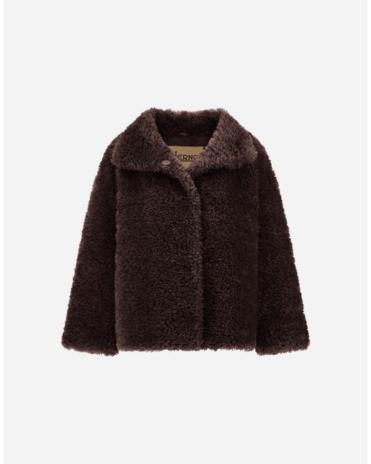 Herno Brown Curly-Effect Fur-Touch Short Jacket