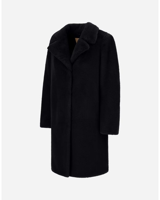 Herno Black Alpaca Jacket With Fringing