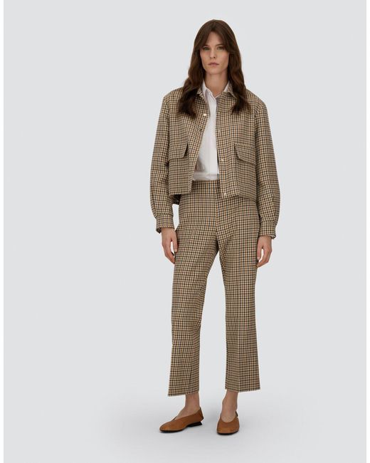 Herno Natural Wool Cotton Pied De Poule Trousers