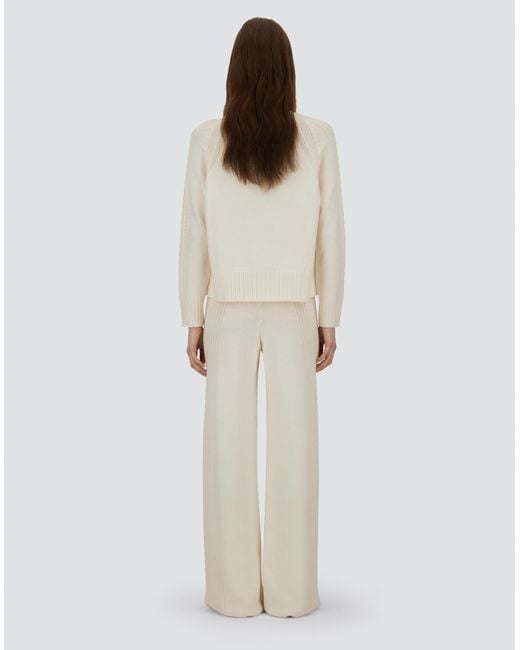 Herno White Ribbed & Braided Merino Wool Jumper