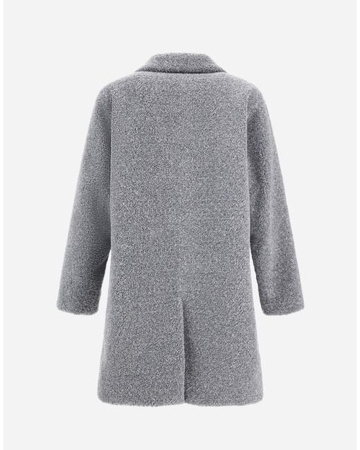 Herno Gray Melange Teddy Coat for men