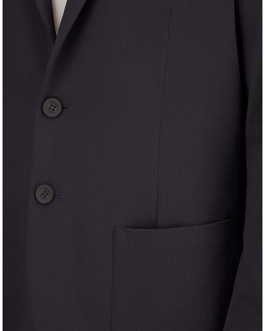 Herno Blue Seer-Crease Blazer for men