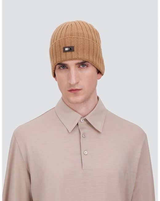 Herno Natural English Rib Cashmere Beanie for men