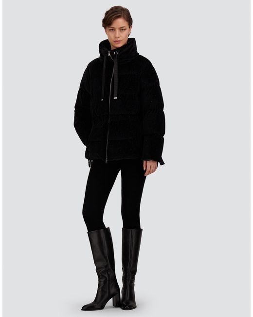 Herno Black Velvet Jacket With Glitter Print And Satin