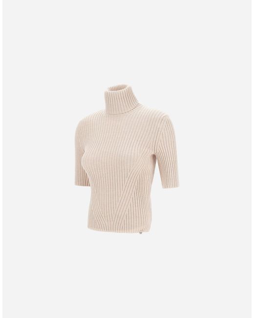 Herno White Ribbed Wool Turtleneck