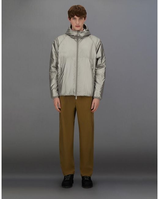 Herno Gray Laminar Metallic Shield Hooded Jacket