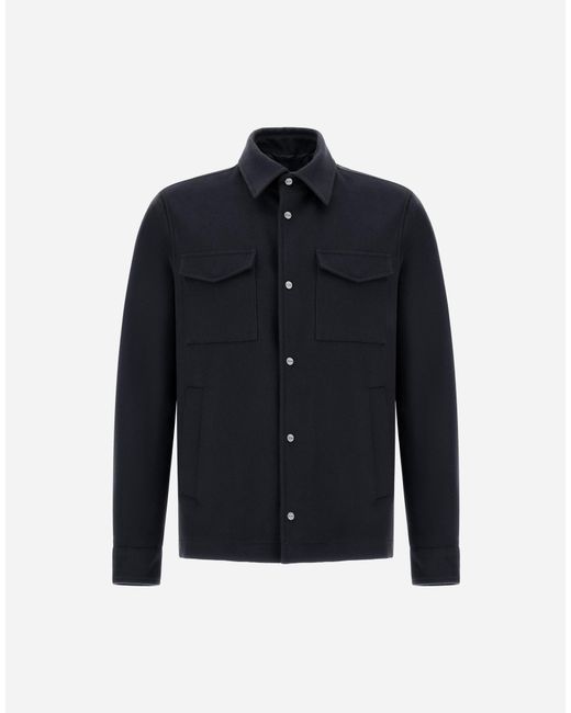 Herno Blue Cashmere And Wool Shacket for men