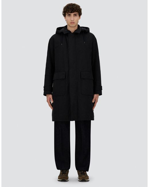 Herno Blue Waxed Tech Cotton Long Parka for men
