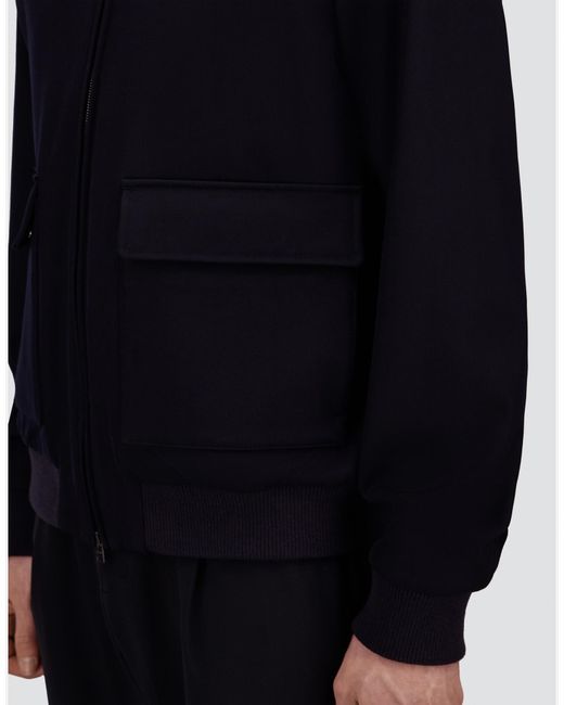 Herno Blue Fine Wool Bomber Jacket for men