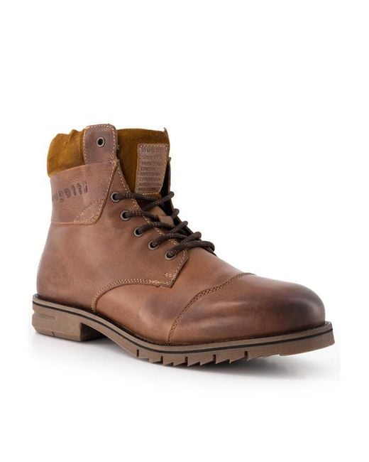 Bugatti Herren Schnürboots Braun, Cognac Glattleder in Brown für Herren