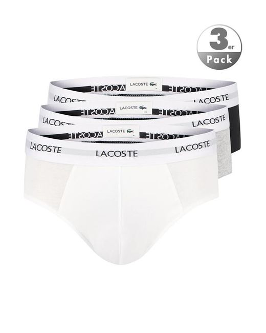 Lacoste Herren Slips Grau,Schwarz,Weiß Baumwolle & Mix Unifarben in White für Herren