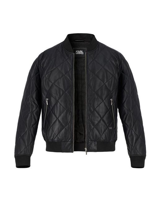 Karl Lagerfeld Herren Lederblouson Unifarben in Black für Herren