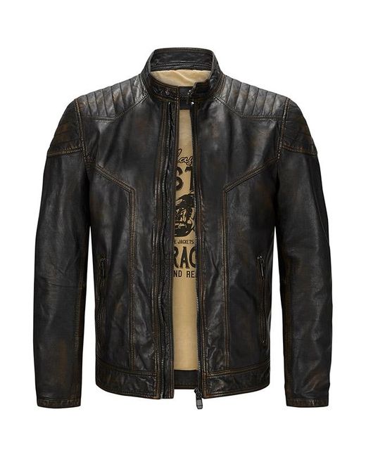 Milestone Herren Lederjacke Uni Mit Motiv in Black für Herren