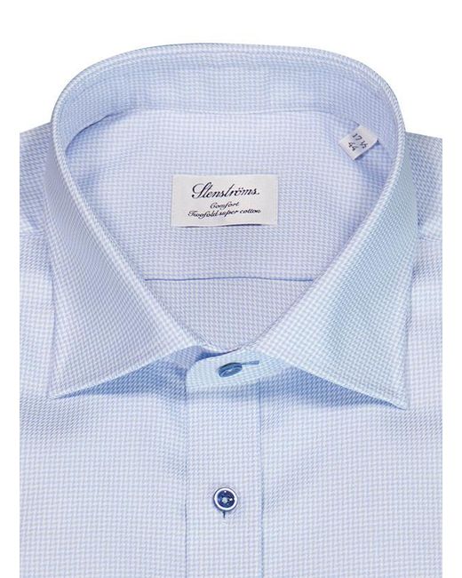 Stenstroms Herren Hemd Baumwolle Gemustert Comfort Fit in Blue für Herren