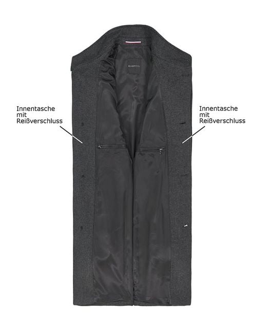Bugatti Herren Mantel Unifarben in Gray für Herren