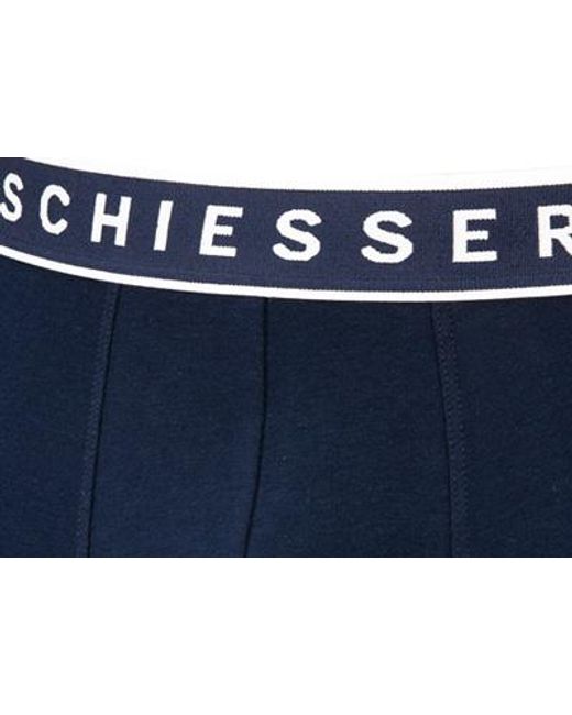 Schiesser Herren Trunks Baumwolle Unifarben in Blue für Herren
