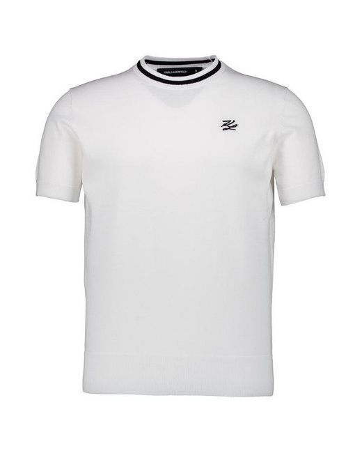 Karl Lagerfeld Herren Kurzarmpullover Unifarben in White für Herren