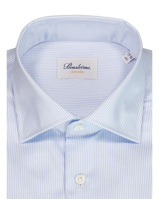 Stenstroms Herren Hemd Baumwolle Gestreift in Blue für Herren