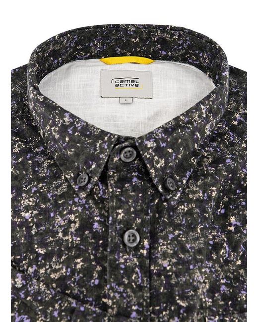 Camel Active Herren Hemd Baumwolle Gemustert in Black für Herren