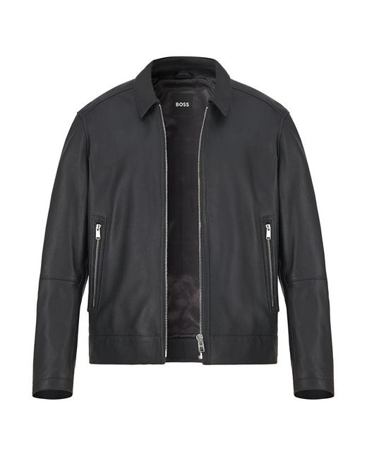 Boss Herren Lederjacke Unifarben in Black für Herren