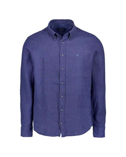 Hackett Herren Hemd Leinen in Blue für Herren