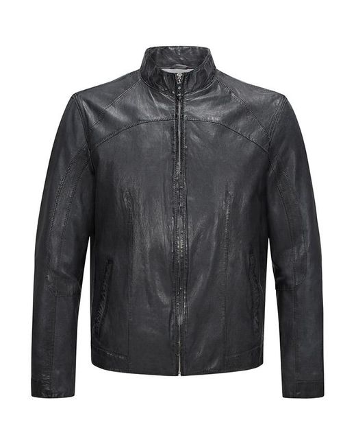 Milestone Herren Lederjacke Uni Mit Motiv in Gray für Herren