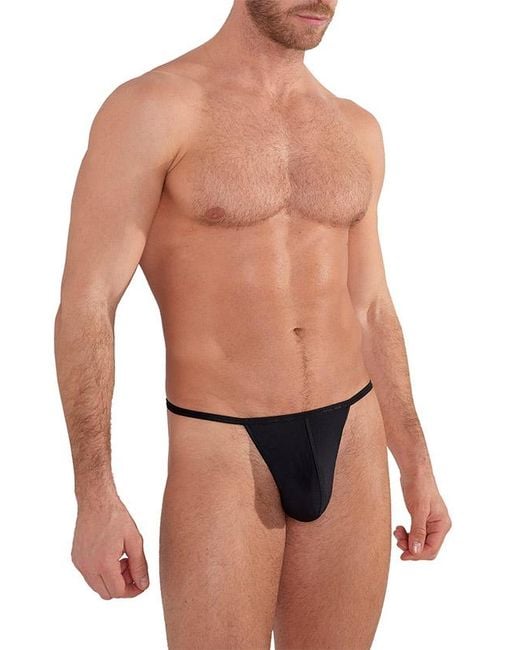 Hom Herren Stringtanga Mikrofaser Unifarben in Black für Herren