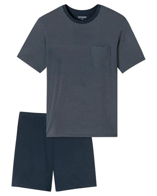 Schiesser Herren Pyjama Reine Baumwolle Gemustert in Blue für Herren