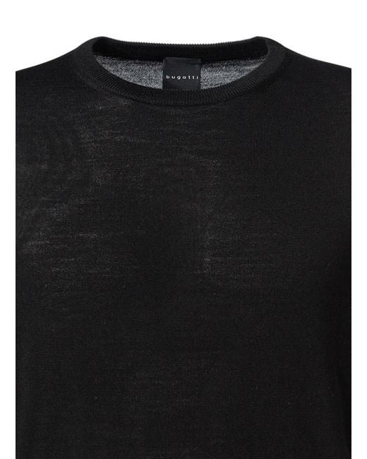 Bugatti Herren Pullover Unifarben in Black für Herren