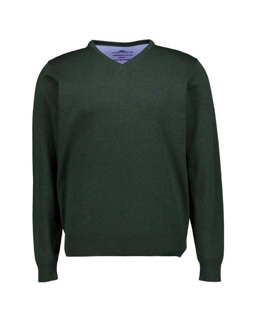 Fynch-Hatton Herren Pullover Unifarben in Green für Herren