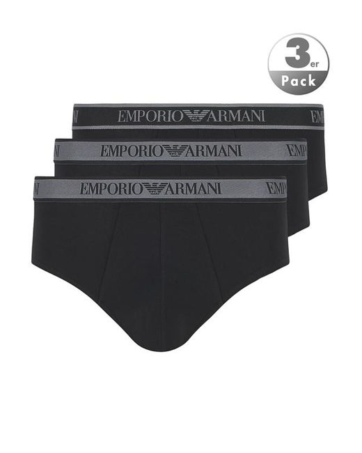 Emporio Armani Herren Slips Baumwolle & Mix Unifarben in Black für Herren