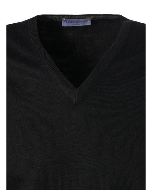 Gran Sasso Herren Pullunder Schurwolle Unifarben in Black für Herren