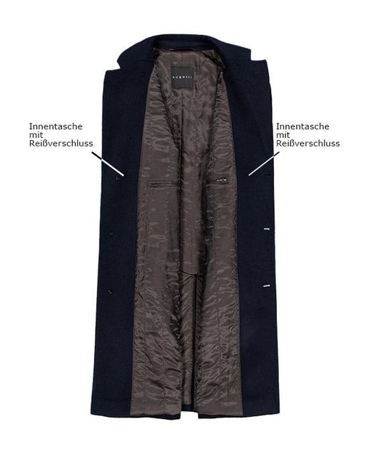 Bugatti Herren Mantel Unifarben in Blue für Herren