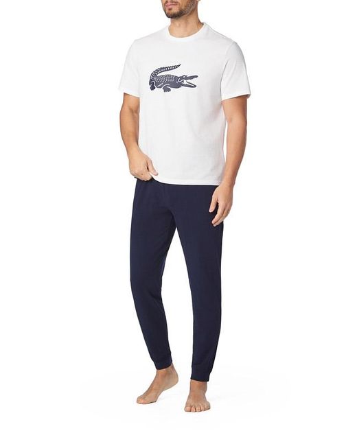 Lacoste Herren Pyjama Jersey-Baumwolle Unifarben in Blue für Herren