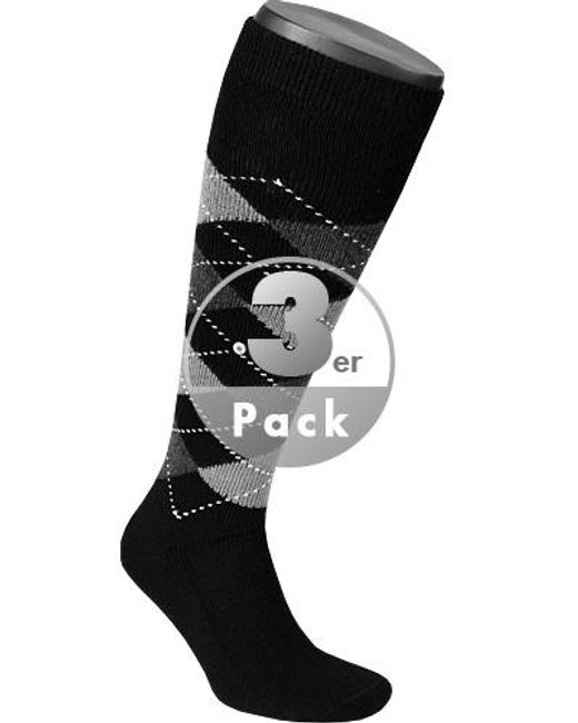 Burlington Herren Kniestrümpfe Mikrofaser/Funktion Gemustert in Black für Herren