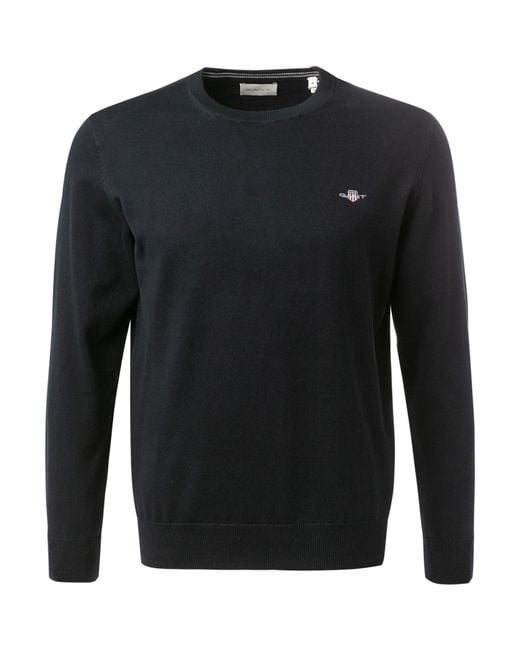 Gant Herren Pullover Baumwolle Unifarben in Black für Herren