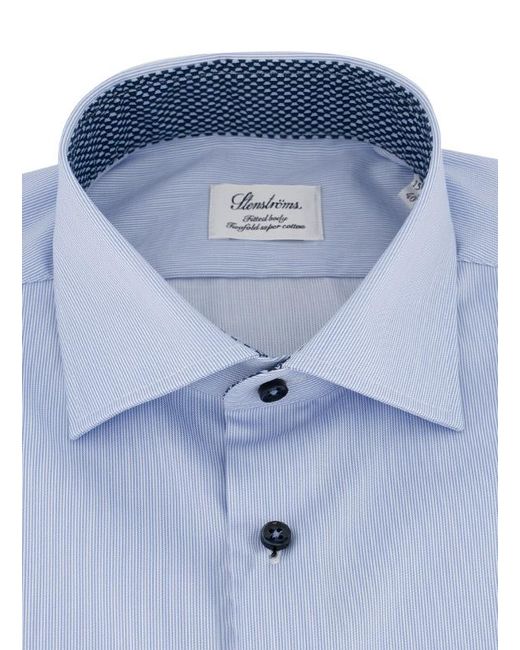 Stenstroms Herren Hemd Baumwolle Gestreift in Blue für Herren