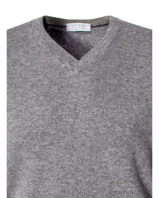 Gran Sasso Herren V-Pullover Unifarben in Gray für Herren