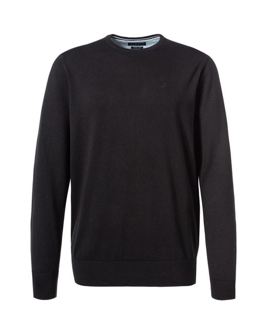 Bugatti Herren Pullover Unifarben in Black für Herren
