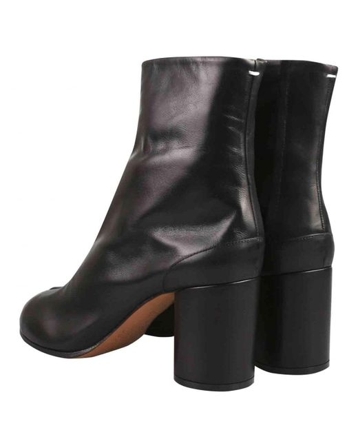 maison margiela black mid heel tabi boots