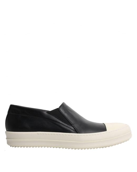 Rick owens Contrast Leather Boat Trainers Black in Black for Men | Lyst