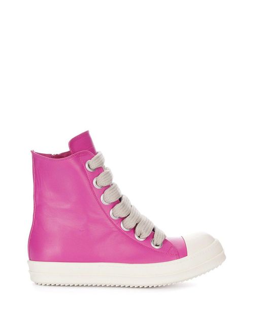 Rick Owens Jumbo Lace High-top Sneakers In Hot Pink for Men | Lyst Canada