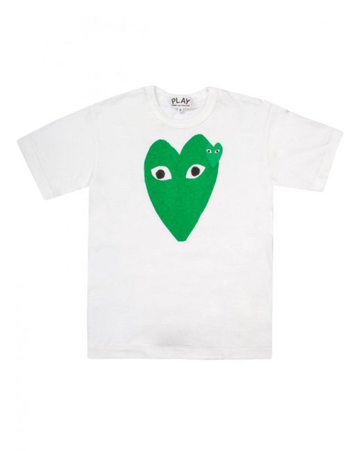 Lyst - Comme Des Garçons Play Womens Green Heart T-shirt White in Green