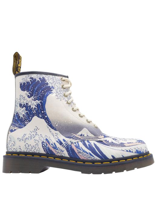 Dr. Martens 1460 Lace Up Boots X Great Wave The Met in Blue | Lyst